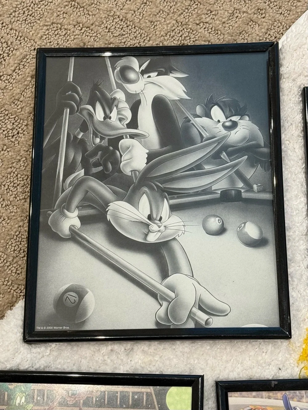 Vintage Looney Tunes Warner Bros Poster Art Dated 2000 Framed Lot Of 6 8x10